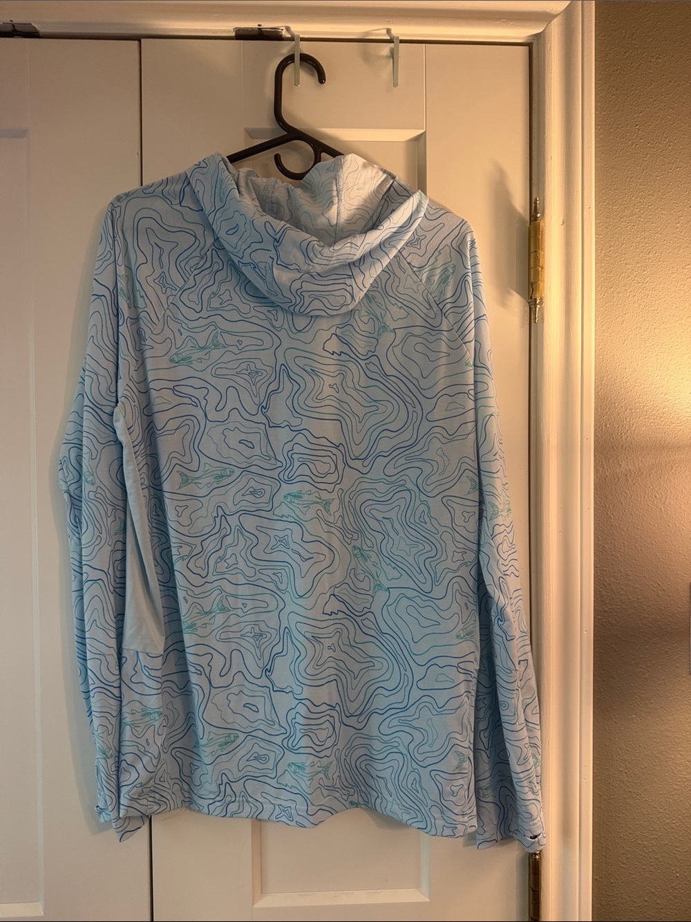 Magellan Outdoors Light Blue Patterned Long Sleeve Hoodie - Picture 3 of 3